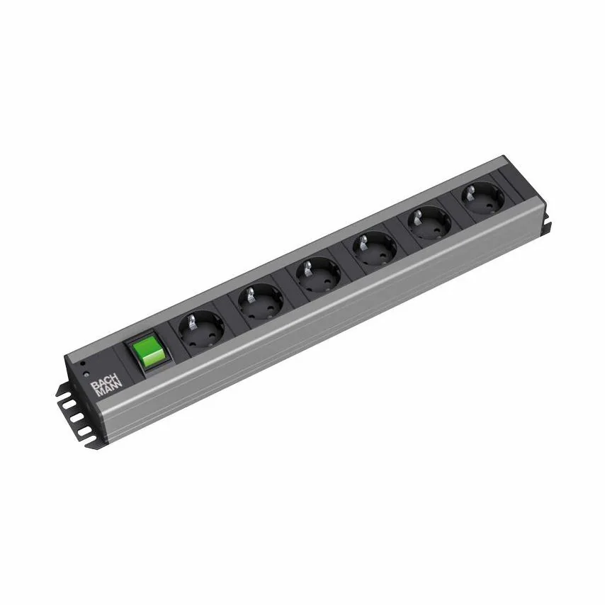 Bachmann Bachmann razdelilec rack 6x250V PVC 90° s stikalom 2m črno/siv 300.003 Razdelilci 220V